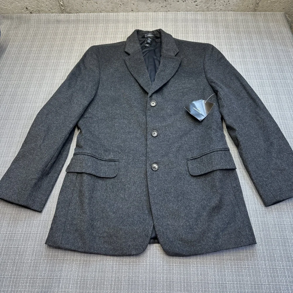 Claiborne Mens Blazer 36R Grey Wool Cashmere Blend Sport Coat Jacket Italy NEW‎